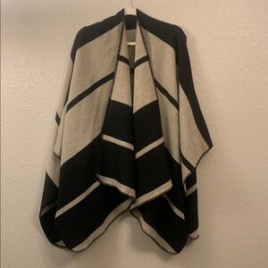 Black and Cream Harper Wrap Poncho